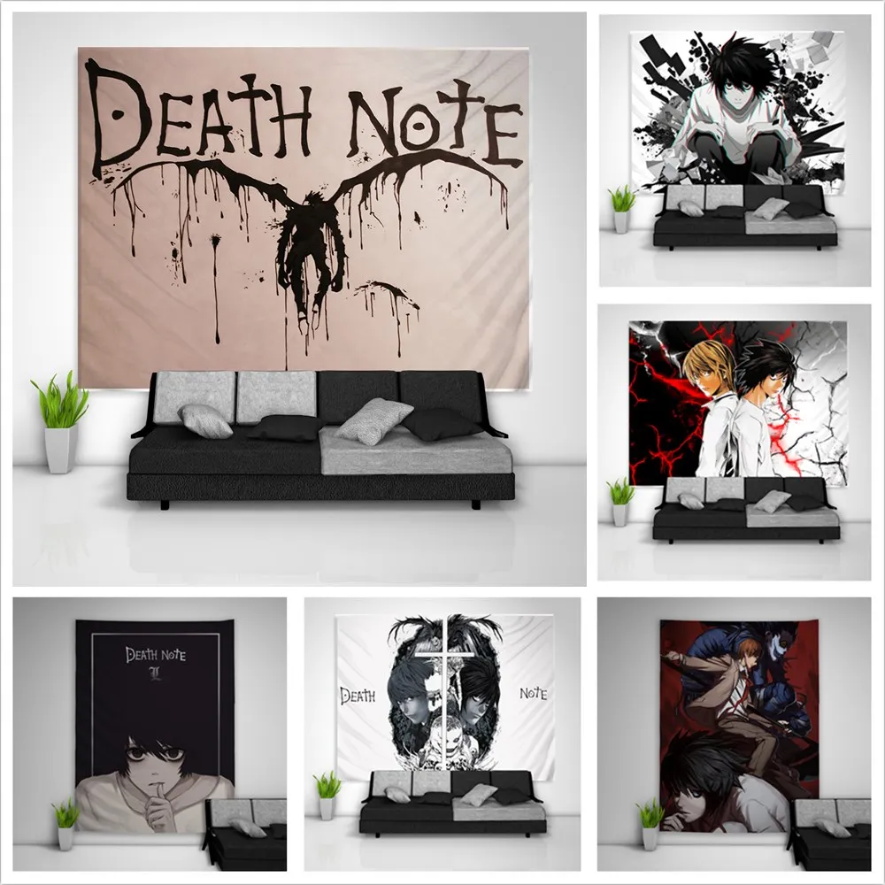 

Death Note L Lawliet Yagami Light Ryuk Tapestry Art Wall Hanging Sofa Table Bed Cover Home Decor Dorm Gift