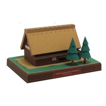 

Japanese Herringbone Roof Building 3D Paper Model World Famous Building Handmade Paper Art DIY Educational Toys for Children
