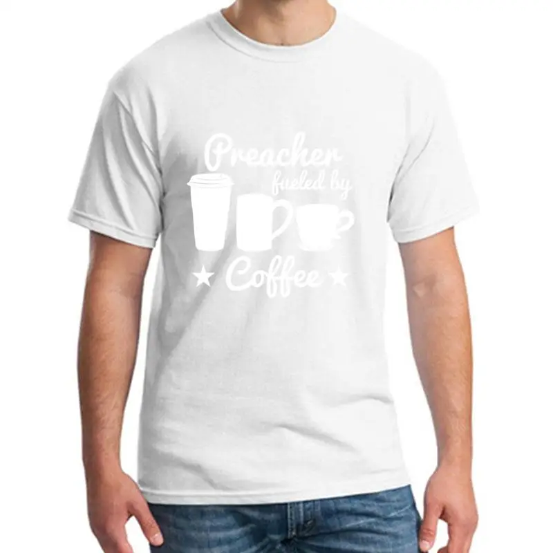 

Design Preacher Fueled By Coffee t-shirt plus sizes s-12xl humorous superhero Kawaii men's t-shirts