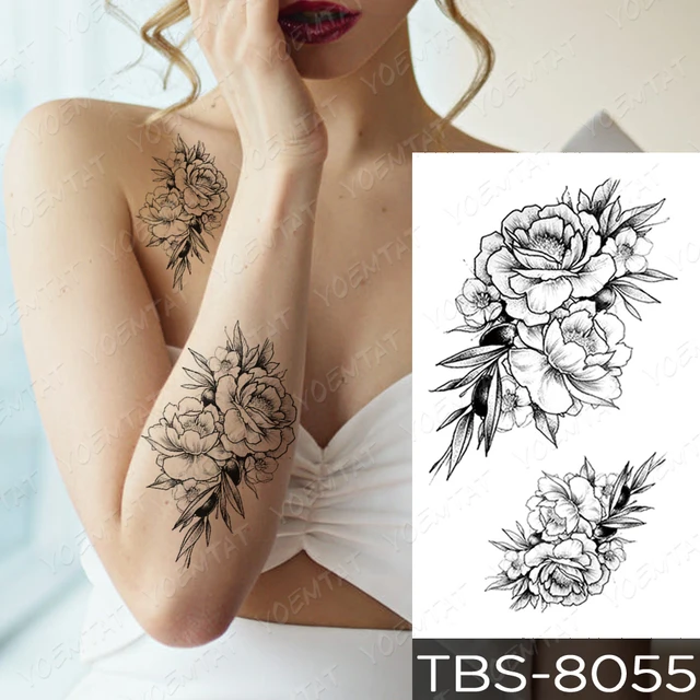 Tatuagem temporária à prova dwaterproof água etiqueta preta hena laço  arabian lotus totem flor flash tatoo mulher dedo arte do corpo falso tatto  - AliExpress