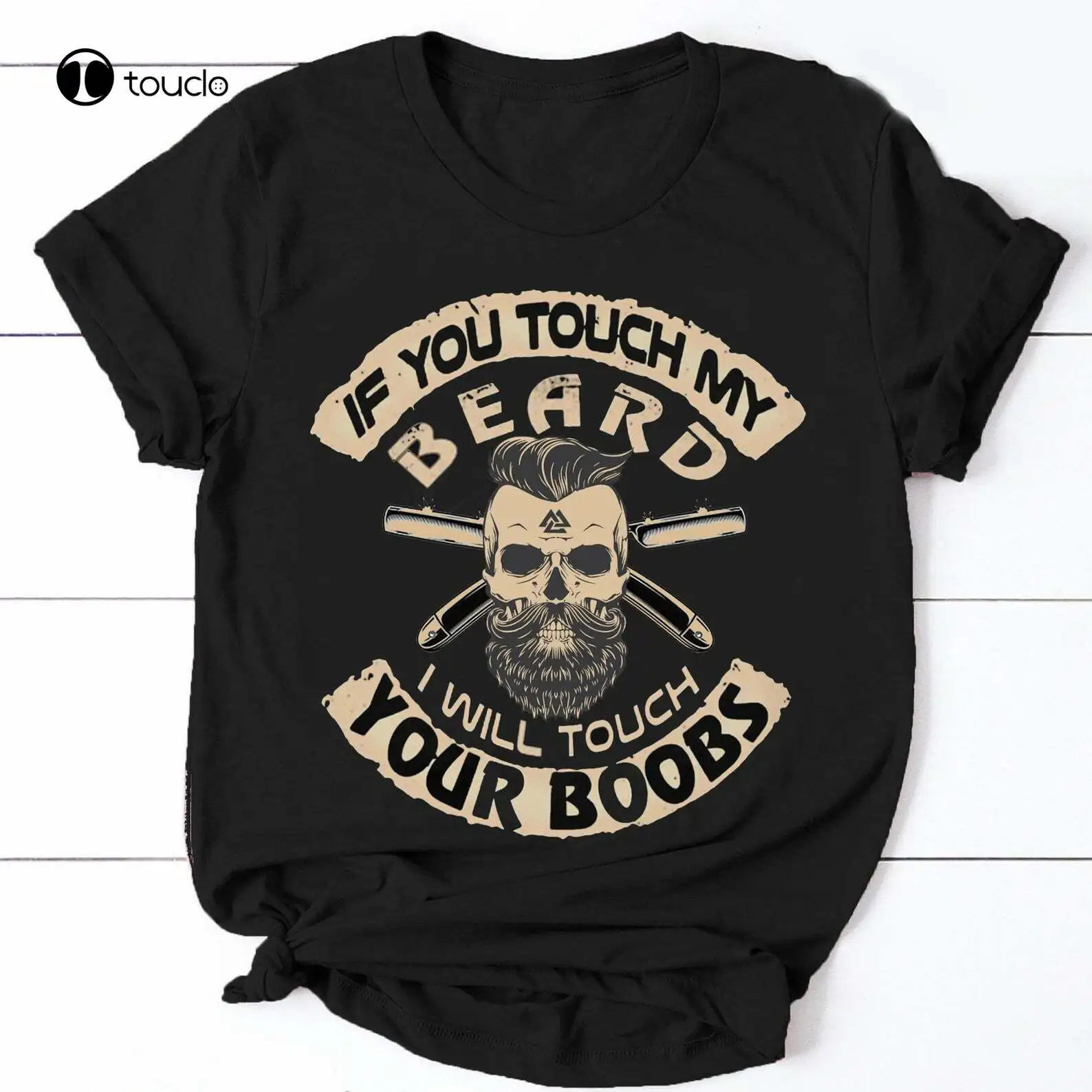 Mens If You Touch My Beard I Will Touch Your Boobss Funny Bella Canvas T-Shirt