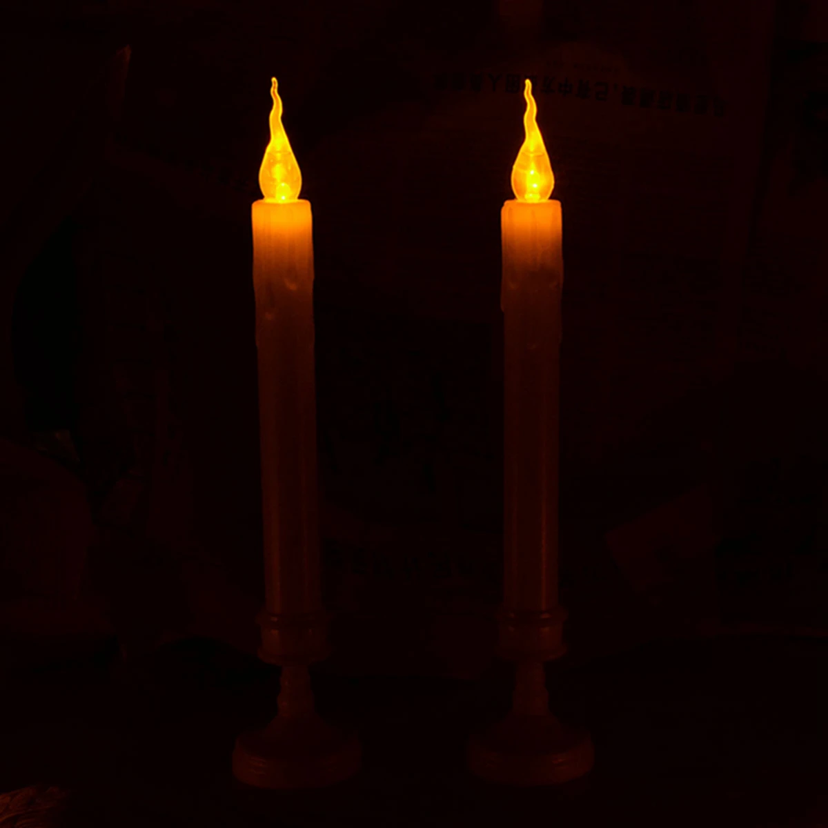 2 набора светодиодный свечи креативный Хэллоуин Рождество мерцающий беспламенный электронный длинные свечи для свадьбы День рождения, вечеринка, фестиваль