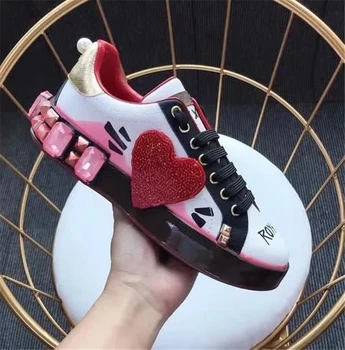 

Luxury Beads preal Women Vulcanized Shoes Sneakers Ladies Lace-up Casual Shoes Breathable Canvas Lover Shoes Graffiti Flats 41
