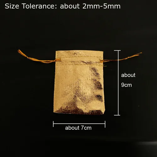 gold 7x9cm 100 шт Подарочная сумка золотого и серебряного цвета, сумка для упаковки ювелирных изделий, свадебные украшения, сумки для подарков - Цвет: gold 7x9cm