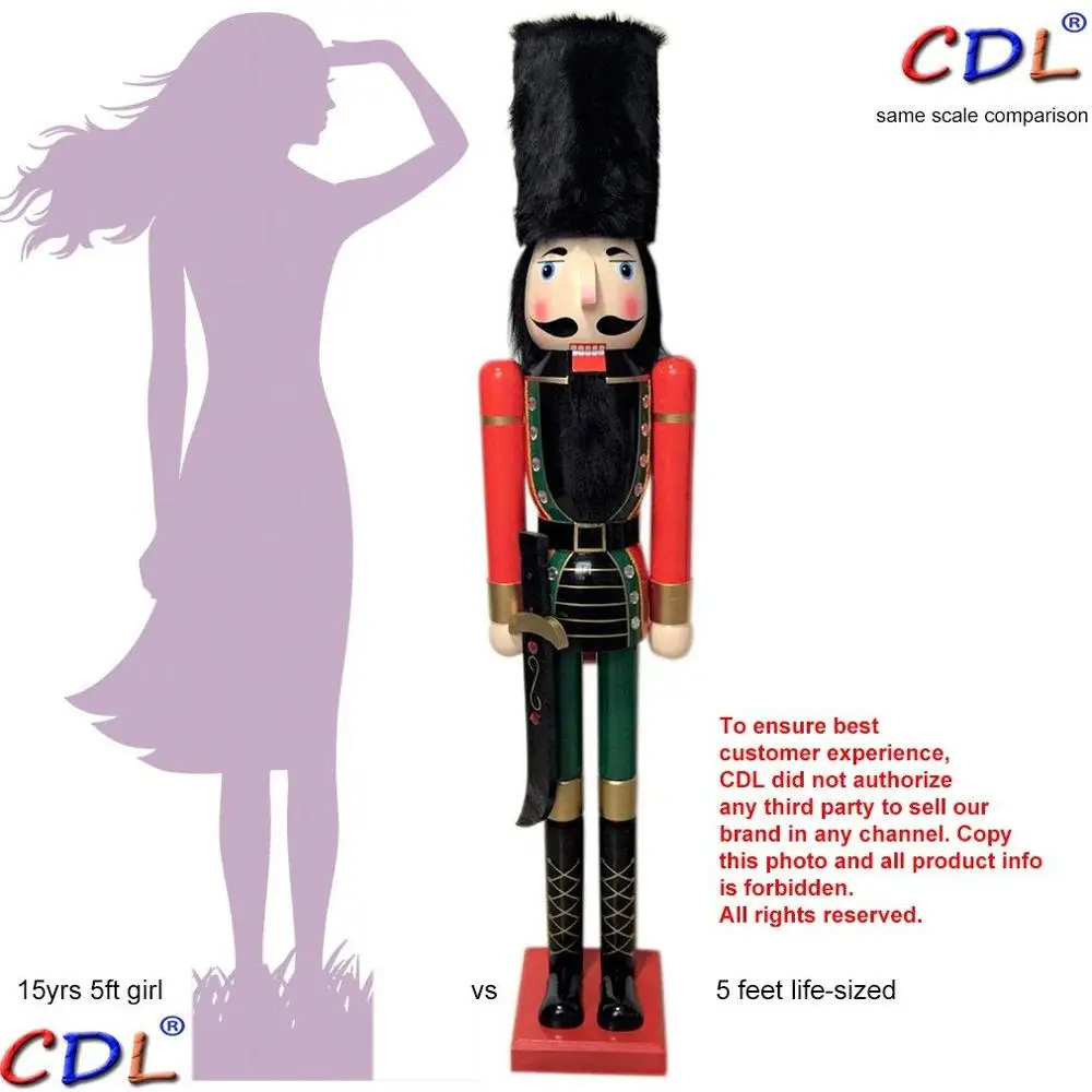 CDL 5 футов/150 см/5 футов/5 футов в натуральную величину большой/Гигантский красный и черный Рождественский деревянный Щелкунчик король и солдат украшение кукла K06