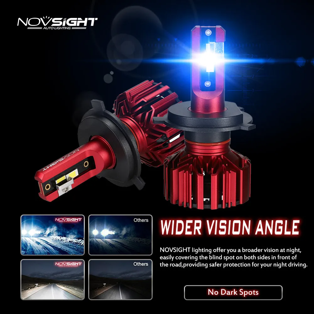 NOVSIGHT h7 led headlight h4 h1 light car bulbs 9005 9006 60W 10000Lm Turbo Led Bulbs 12V HB3 HB4 H8 H9 H11 Fog Lights | Автомобили и