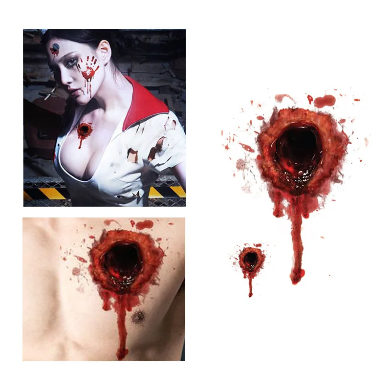 

Halloween Tattoo Sticker Wound Knife Scar Stickers Waterproof Temporary Fake Tattoos Paste on Face for Body Art DIY Decorations