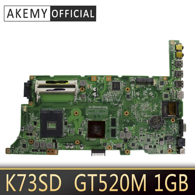 Akemy K73SD материнская плата для ноутбука ASUS k73sv k73sj k73sm X73S A73S 100% ok GT520M 1 Гб|Материнские