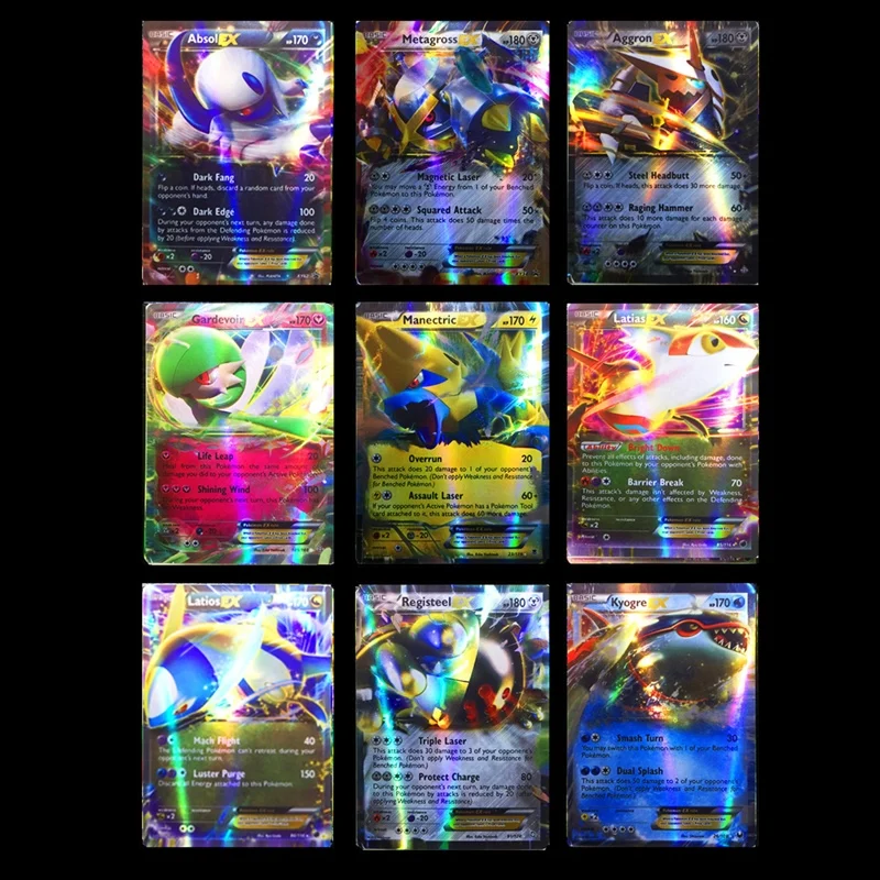 TAKARA TOMY Pokemons card 100 шт 80EX 20 Мега не повторяющиеся блестящие карты игры битва карт торговля дети Покемон карты игрушка