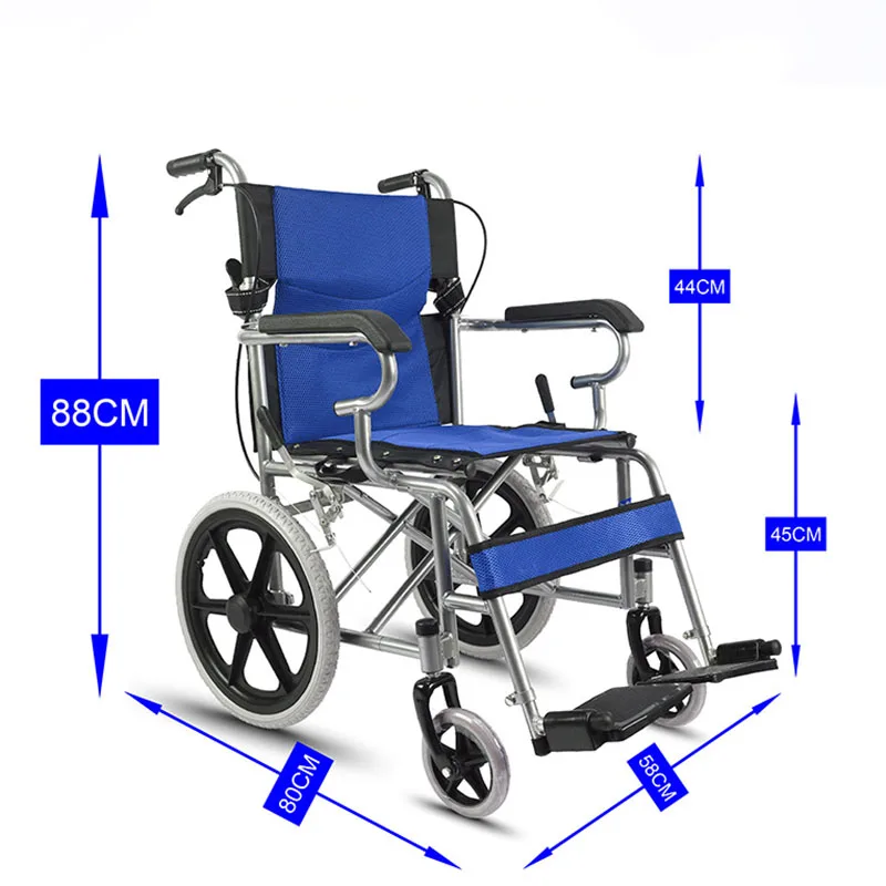 Handcycle Portable Travel Wheelchair Aluminum Light Folding Wheelchair Disabled Wheelchair Hand Push Portable Wheelchair