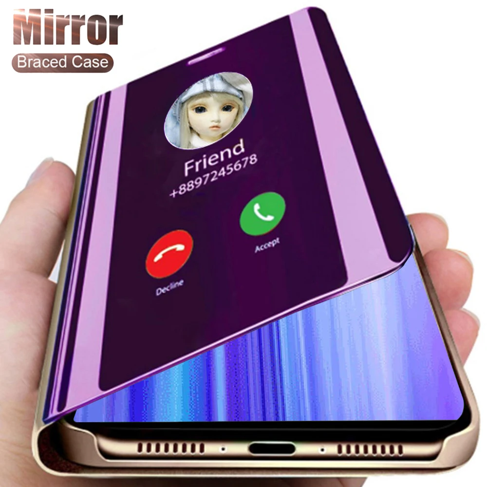 Умный зеркальный флип чехол для телефона Xiaomi Redmi Note 8 Pro чехлы 360 дюйма 3D мягкая