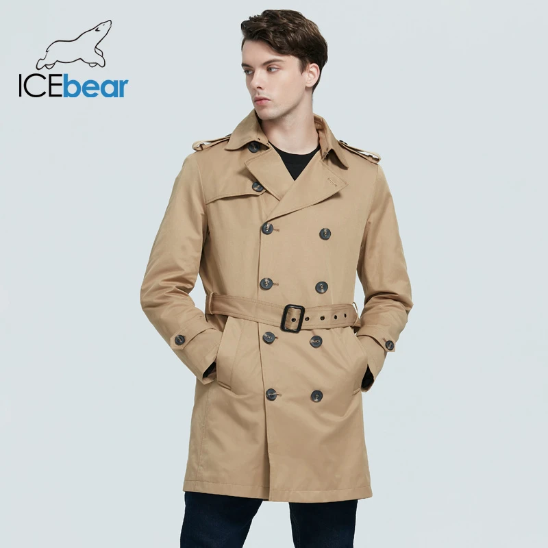 Мужское пальто Тренч ICEbear с длинными лацканами брендовая мужская одежда MWF20709D