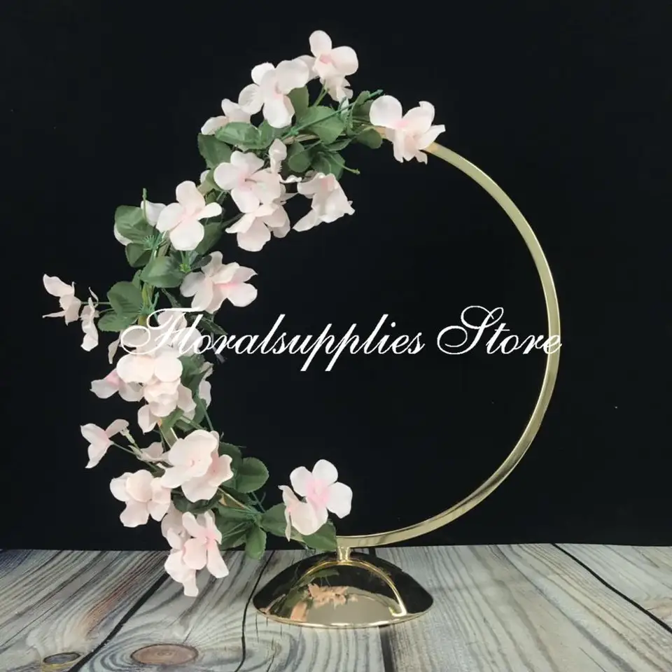 Decorazioni per eventi per feste centrotavola per matrimoni centrotavola in metallo dorato con Display a cerchio