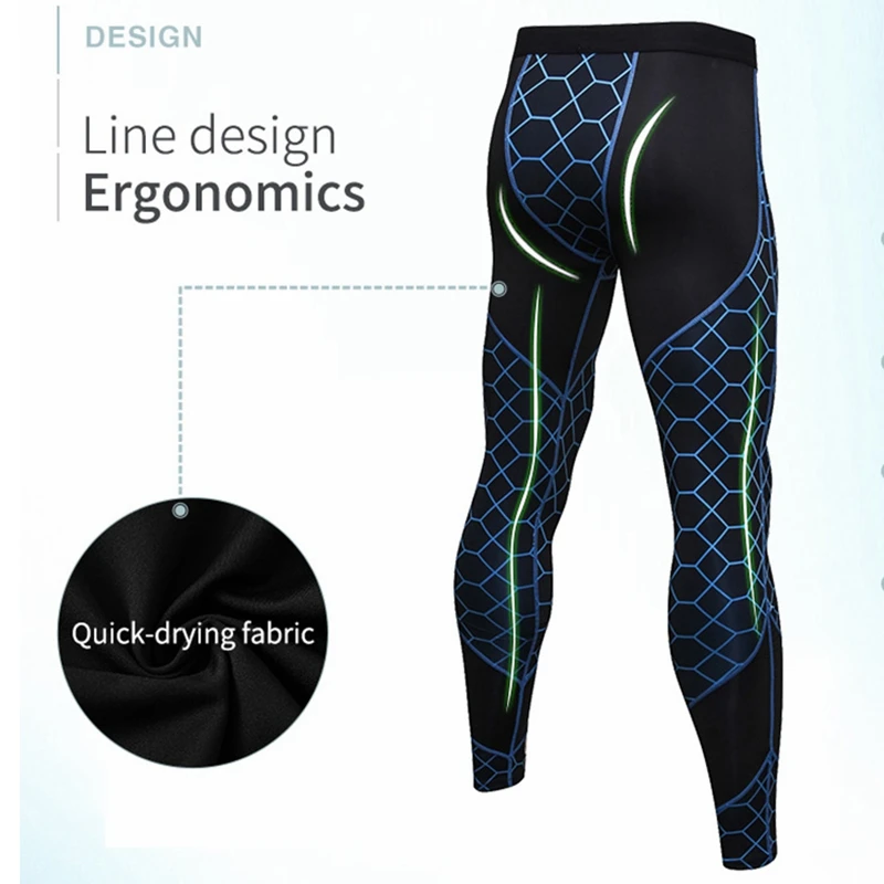 NEW Quality Men's Fitness Mesh Trousers Printed Splicing Quick-drying Elastic sports, strong wear resistance sport pants