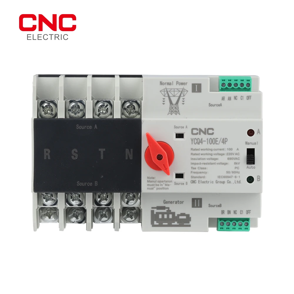 CNC YCQ4-100E/4P 63a 220 A Din рейка ATS переключатели бесперебойного питания двойной
