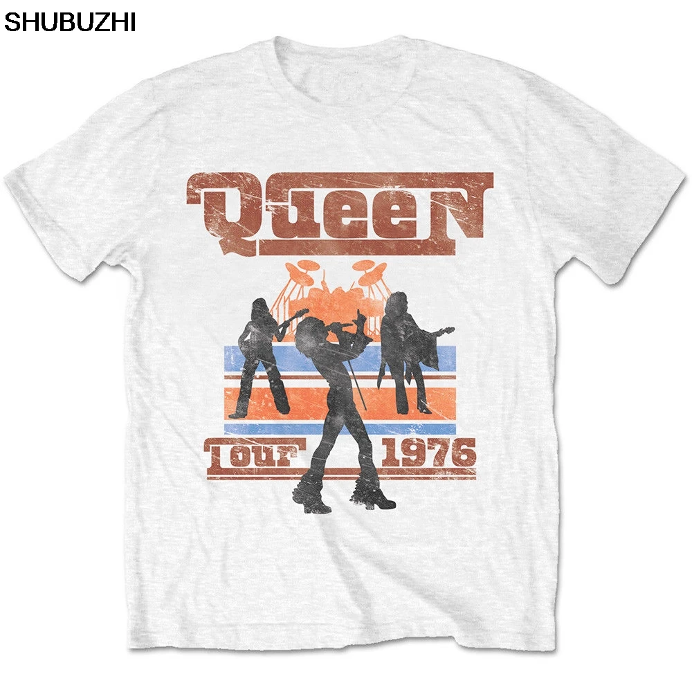

Queen Live Tour 1976 Freddie Mercury Rock Official Tee T-Shirt Mens Unisex Men Brand Printed 100% Cotton T Shirt