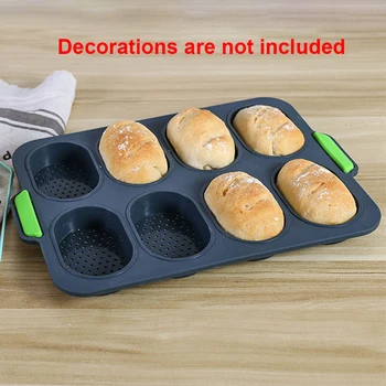 

8 Grids Easy Release Baking Bread Mold Tray French Heat Resistant DIY Home Good Flexibility Hamburger Practical Silicone
