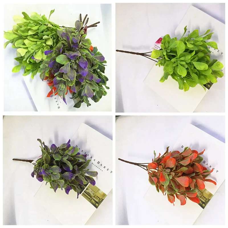 5 Fork Artificial Plants Water Grass Eucalyptus Plastic Green Grass Fake Flowers Wedding Decoration Home Office Desk Decors