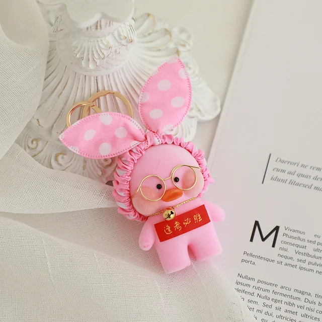10cm Cartoon Cute LaLafanfan Cafe Duck Keychain Plush Toy Kawaii