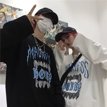 

2019 Autumn Men's Printing Clothing Coats Loose Hoodies Bf Style Long Sleeve Pullover Youth Cotton Casual Sweatshirts M-XL