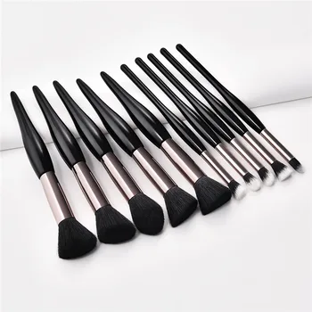 

10pcs/Set Make Up Brushes High Quality Wooden Powder Blusher Eyeshadow Concealer Bronzer Brushes Aluminum Tube Pro Makeup Tools