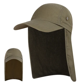Men UPF 50+ Sun Protection Cap Wide Brim Fishing Sun Cap Hat with Neck Flap Fishing Hiking Beach Hats Anti UV Sun Cap 2