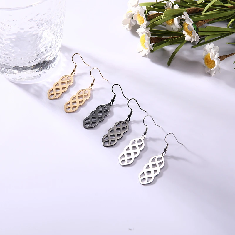 Sipuris Celtic Knot Long Drop Earrings Stainless Steel Irregular Geometric Dangle Women Retro Personality Ear Jewelry | Украшения и