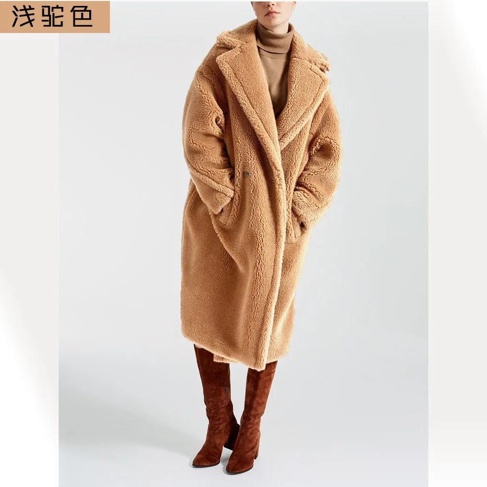 Женское пальто из искусственного меха,, большой пушистый толстый теплый жакет, длинное пальто-Тедди, зимнее пальто для женщин, белый, черный, casaco feminino