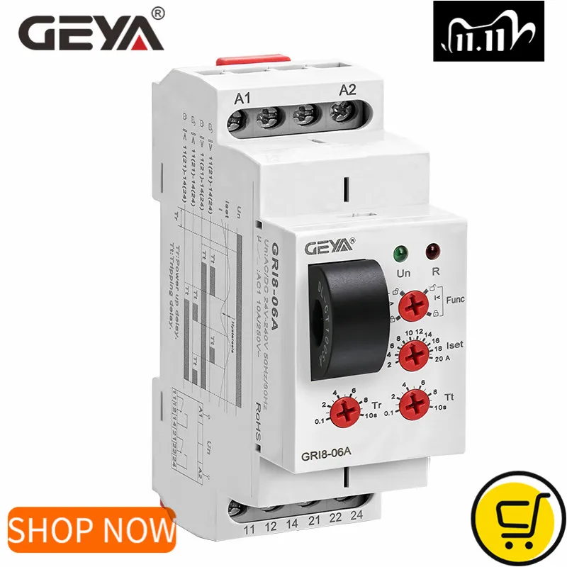 GEYA GRI8 06 реле контроля постоянного тока датчик снижения 2SPDT 8A тестирования AC/Φ