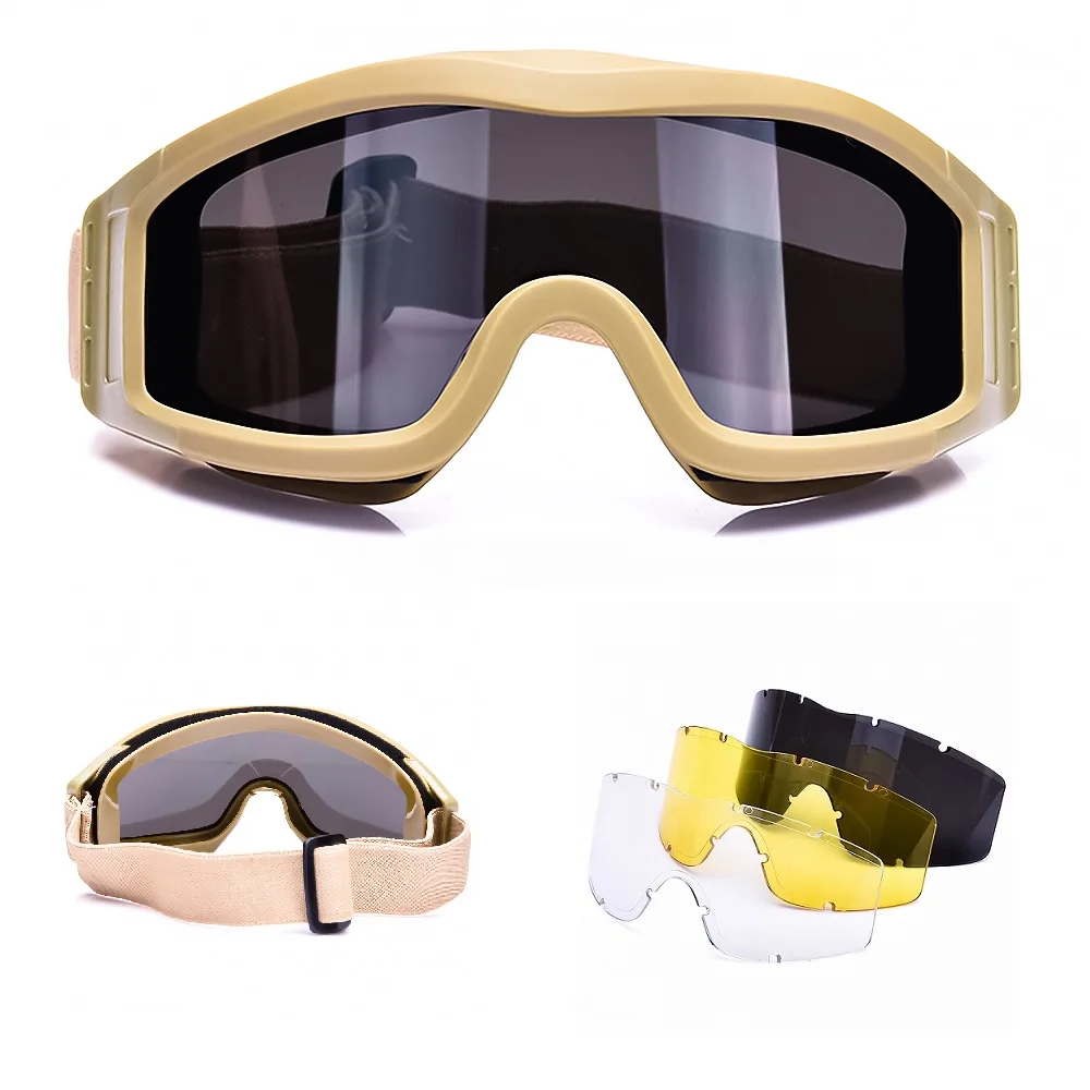 Открытый военный страйкбол тактические очки стрельба очки 3 линзы мотоцикл ветрозащитный Wargame очки наивысшего качества