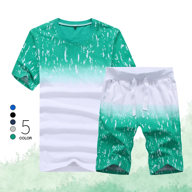 Fashion Tracksuit T-Shirt Shorts Summer-Set Men Casual 2PCS