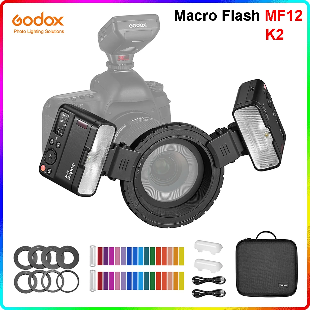 Godox Mf12k2 Macro Flash 2light Kit 2.4 Ghz Wireless Control 0.01 To