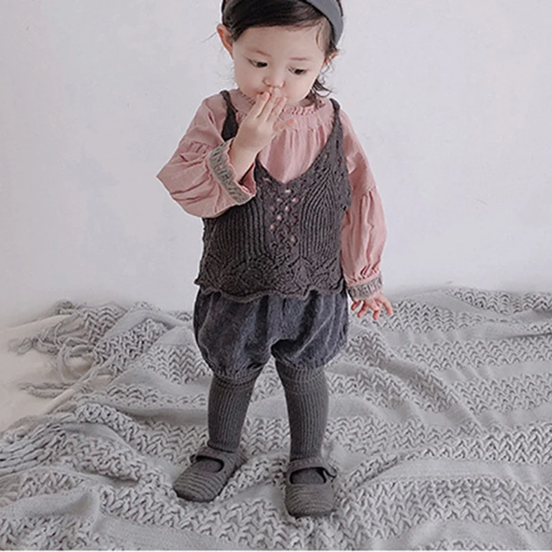 0-5T Autumn Winter Baby Girls Corduroy Thicken Warm Loose Elastic Pants Shorts Solid Color Mid Waist Wild
