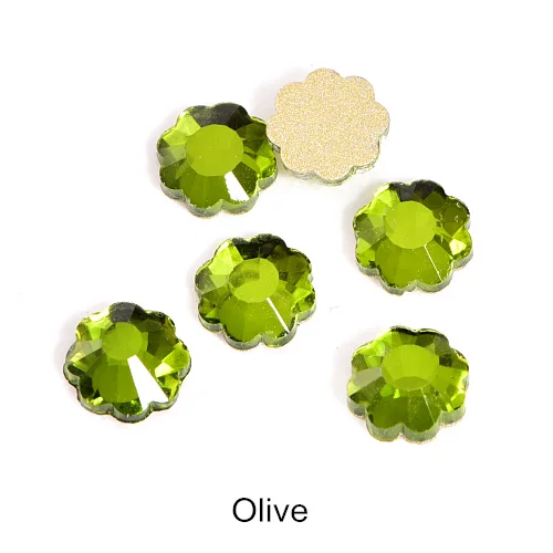 Olive 20 шт 6 мм в форме цветка K9 не горячая фиксация стразы с плоской задней стороной для дизайна ногтей Стразы из стекла со стразами для украшения ногтей B1339 - Цвет: Olive