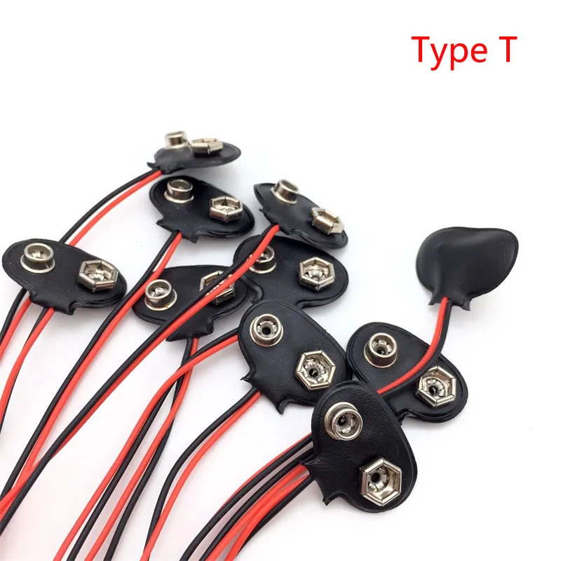 

5pcs 9V Battery Clips 15cm Black Red Cable Connection Connector Buckle With Type T Type I