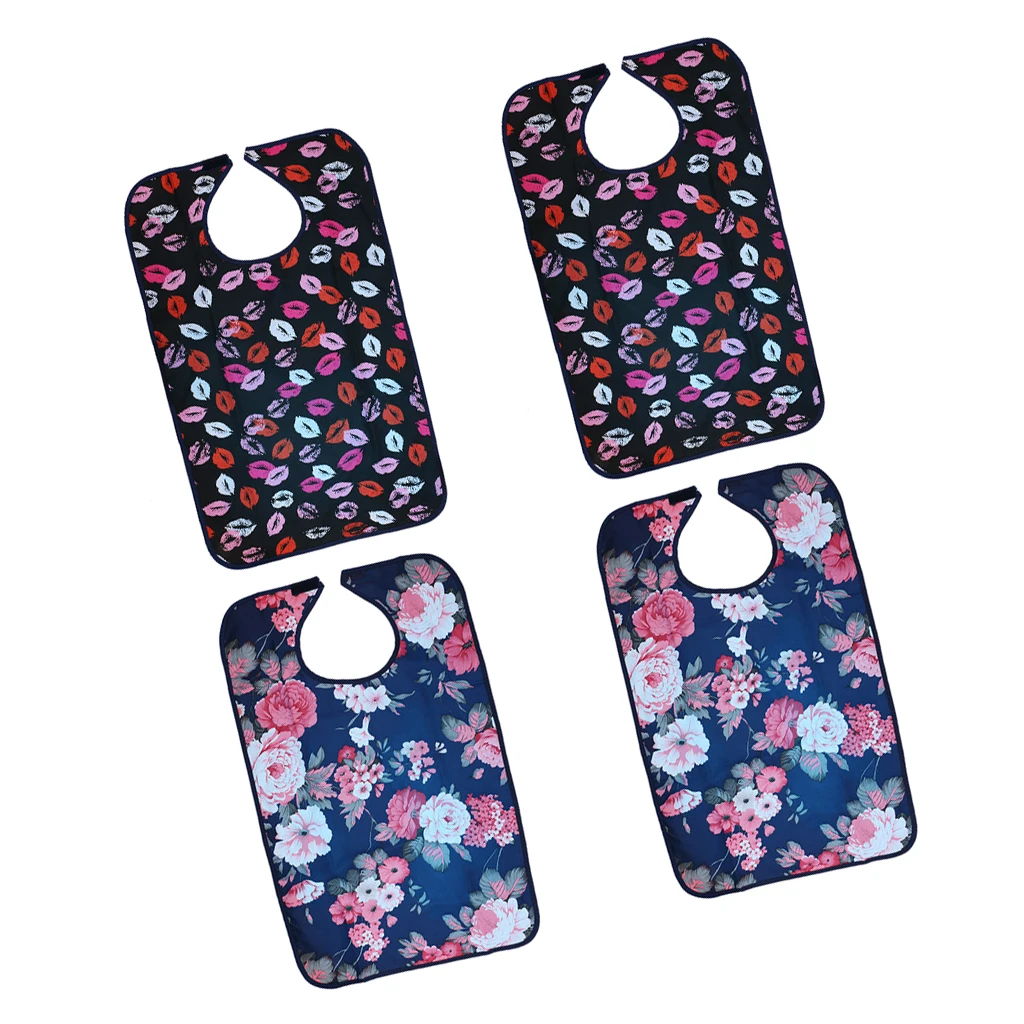 

4pcs Waterproof Washable Adult Mealtime Bib Apron Clothing Protector for Elders Disabilities Patients