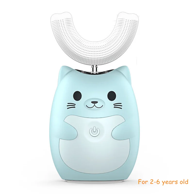 Blue 2-6years old Детская умная звуковая зубная щетка u-образная силиконовая УФ-дезинфицирующая зубная щетка Детская автоматичесой сушки IPX7 Водонепроницаемая зубная щетка - Цвет: Blue 2-6years old