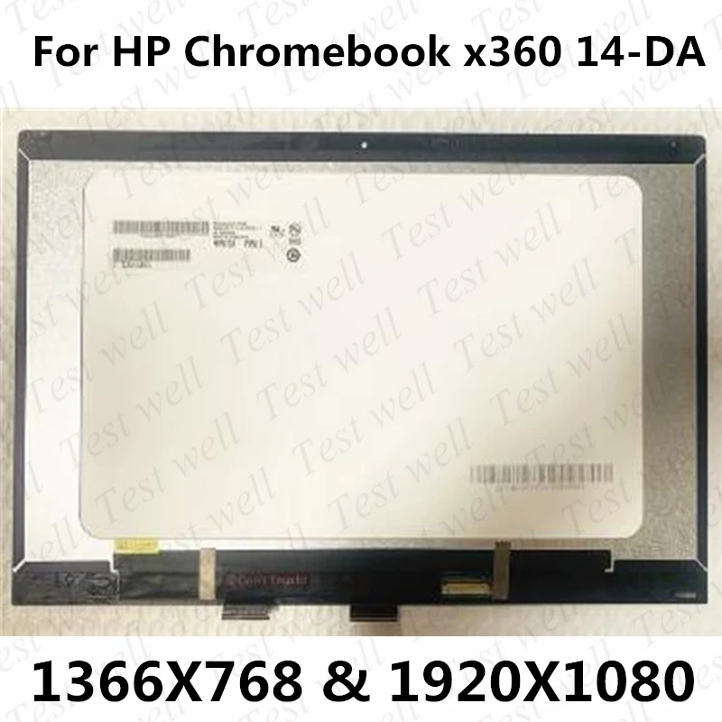 

14-inch FHD LCD touch screen digitizer display assembly and frame for HP Chromebook x360 14-da 14-da0000 14-da0011dx 14-da0012dx