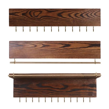 

Set of 3 Jewelry Organizer Wall Mounted,Wood Hanging Jewelry Organizer Holder with Removable Bracelet Rod and 24 Hooks,for Neckl
