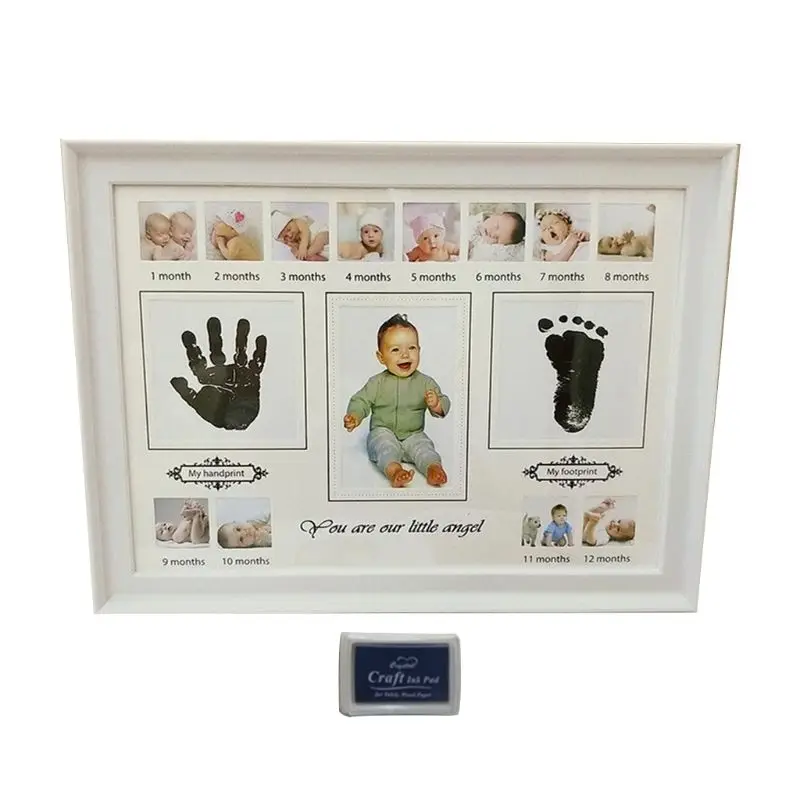 Детская фоторамка с отпечатком руки и чернилами для украшения новорожденных, подарок для детей, сувениры - Цвет: Белый