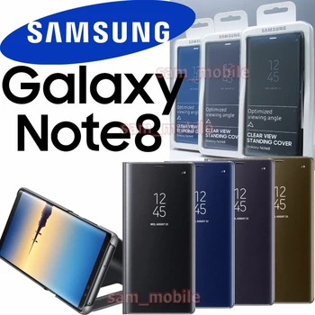 

Original Samsung Galaxy Note 8 Clear Smart View Flip Case SM-N950F N9500 Mirror Standing Wallet Phone Cover