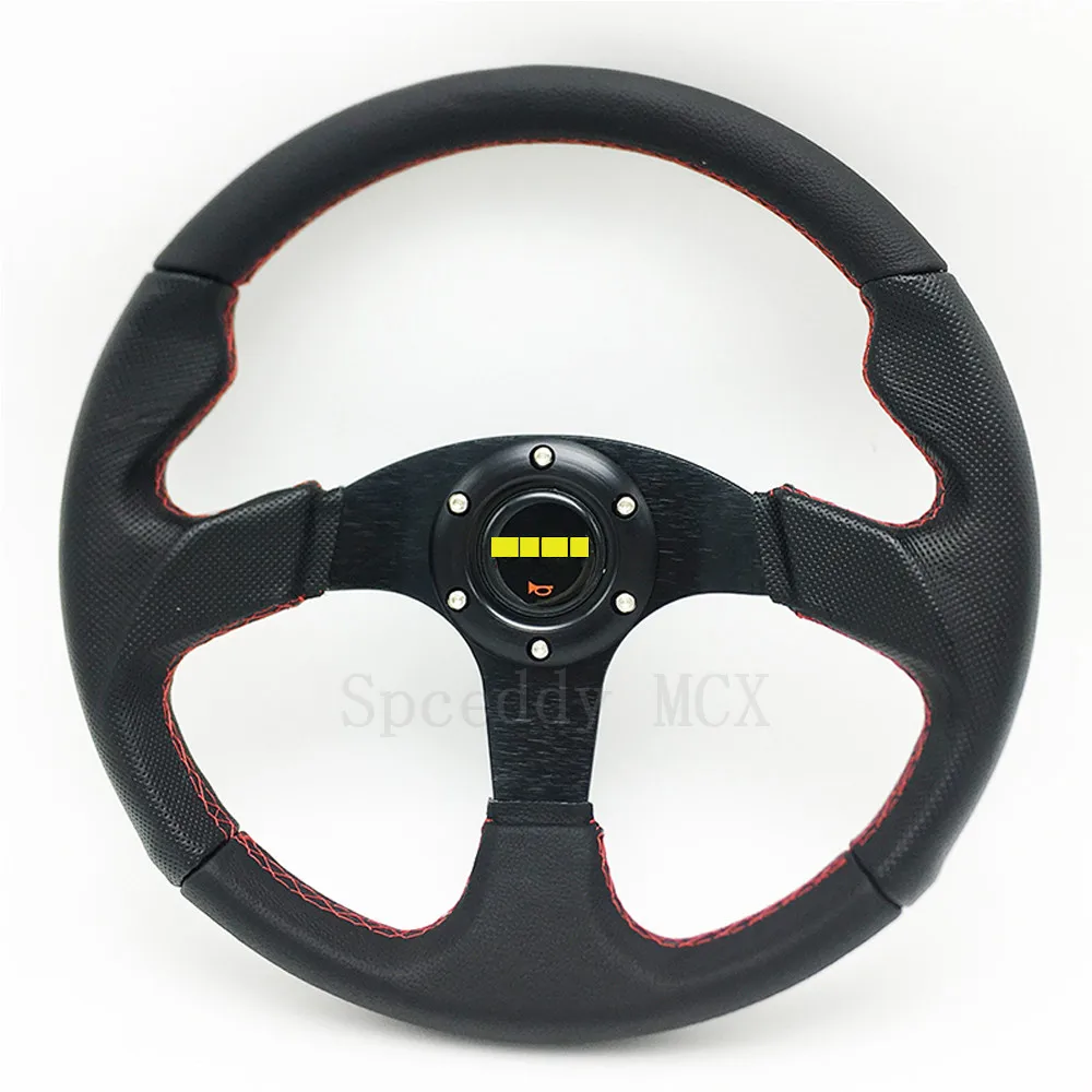 Universal Race Car Steering Wheel Flat Leather Drift Sport Wheel 14 Inch 350mm Steering Wheel For Car MO20S083080