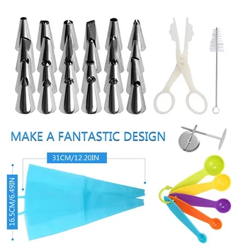 

Cake Tools 32-Piece Set Decorating Nozzle Cake Decoration Kitchen DIY Icing Piping Cream Reusable Kit Baking Tool