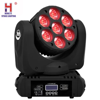 

Moving disco light RGBW 7x12w led stage light moving head beam Party Lights DMX-512 for dj Xmas Christmas Sound Active