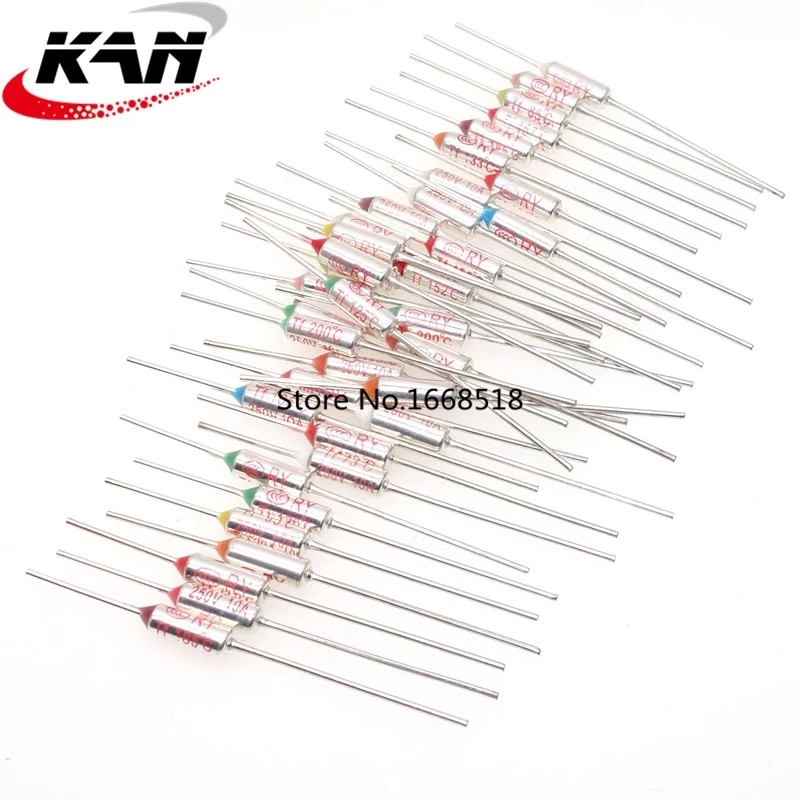 100pcs TF Thermal Fuse RY 10A 15A 250V Temperature Control Thermostat Switch 73C 133C 142C 157C 172C 185C 192C 216C 240C Degree