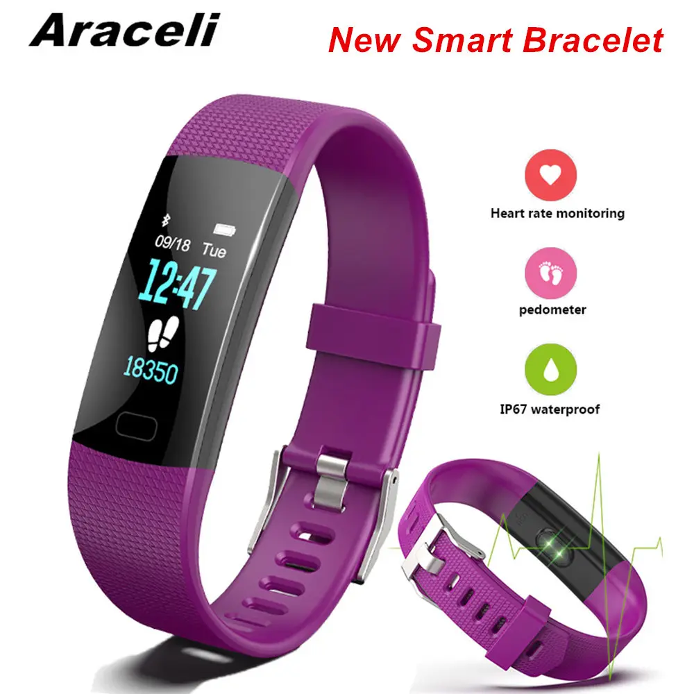 Bluetooth Смарт Браслет фитнес трекер пульсометр шагомер Водонепроницаемые