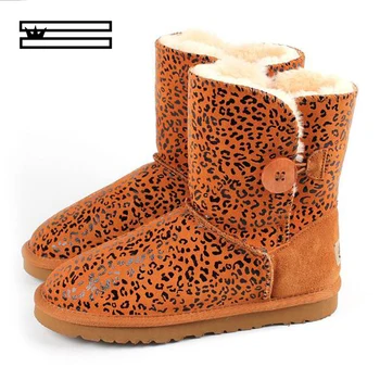 

SHUANGGUN Australia Sheepskin Women Snow Boots 100% Genuine Cowhide Leather Boots Warm Winter Boots Woman shoes large size