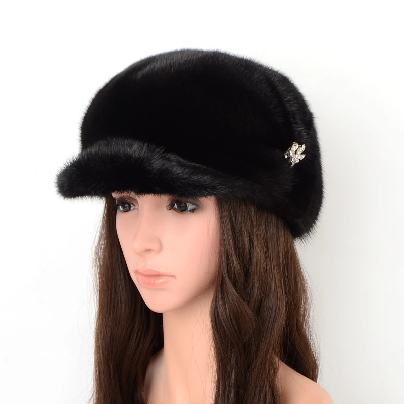 Норки Шапка Из Натурального Меха Зимняя Женская Теплая Кепка Модная 2020 Женские |