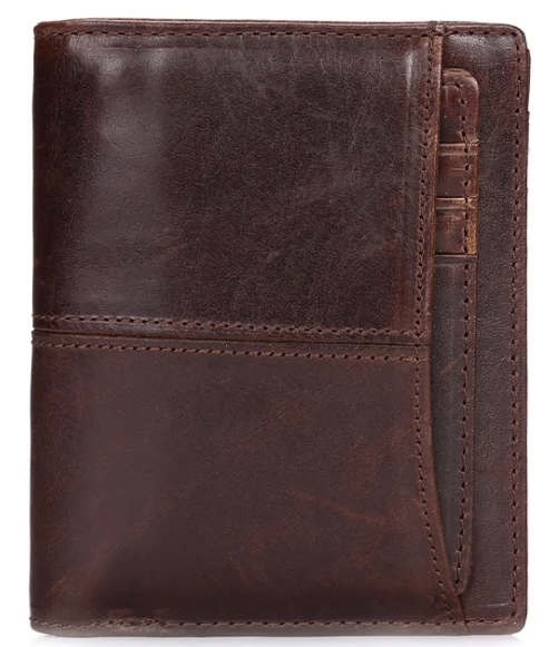 

Oil Wax Cowhide Wallet Men Genuine Leather Short Purse Mens Vintage Thin Wallet England Style Fashion Billetera Hombre D973