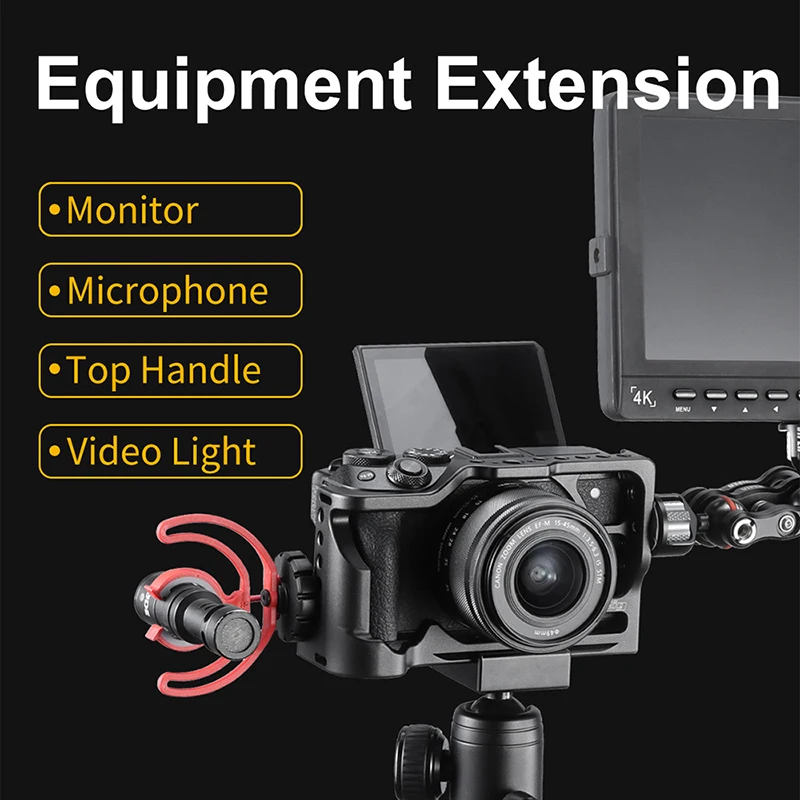 UURig M6 металлическая клетка для камеры Canon M6 Mark II Dslr с интегрированной рукояткой/холодным башмаком Vlog Rig